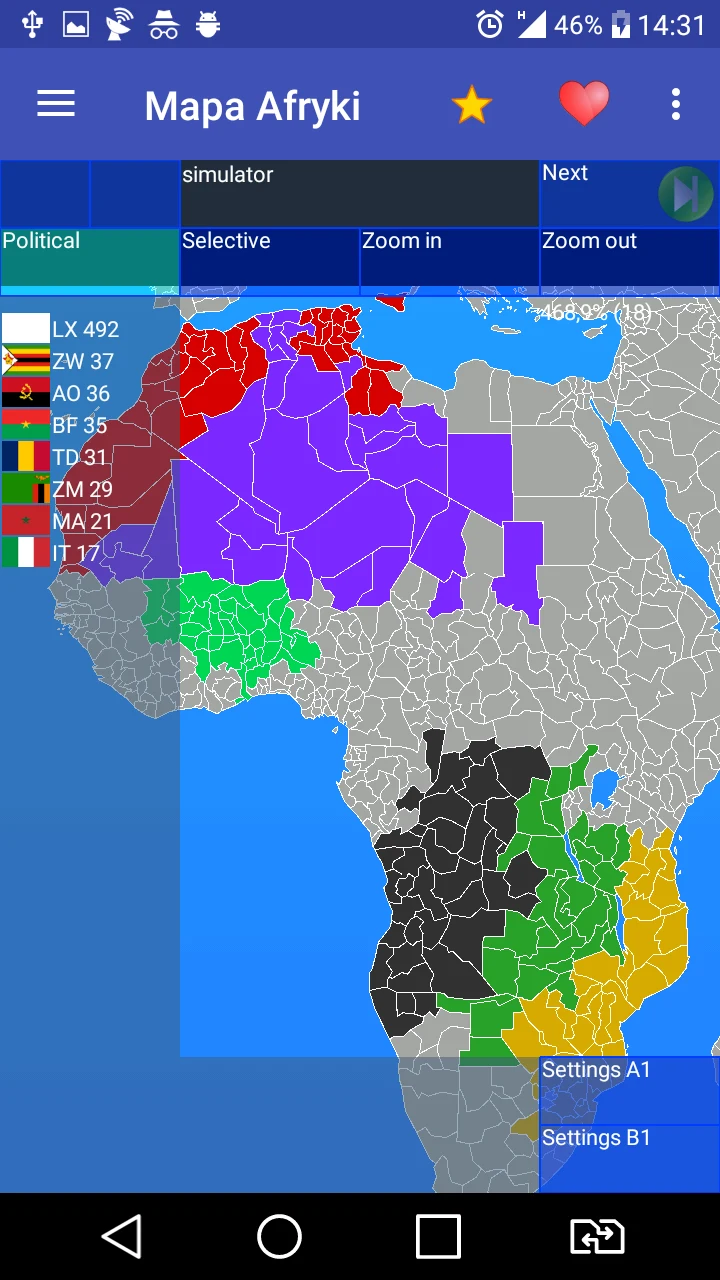 Map of Africa screenshot