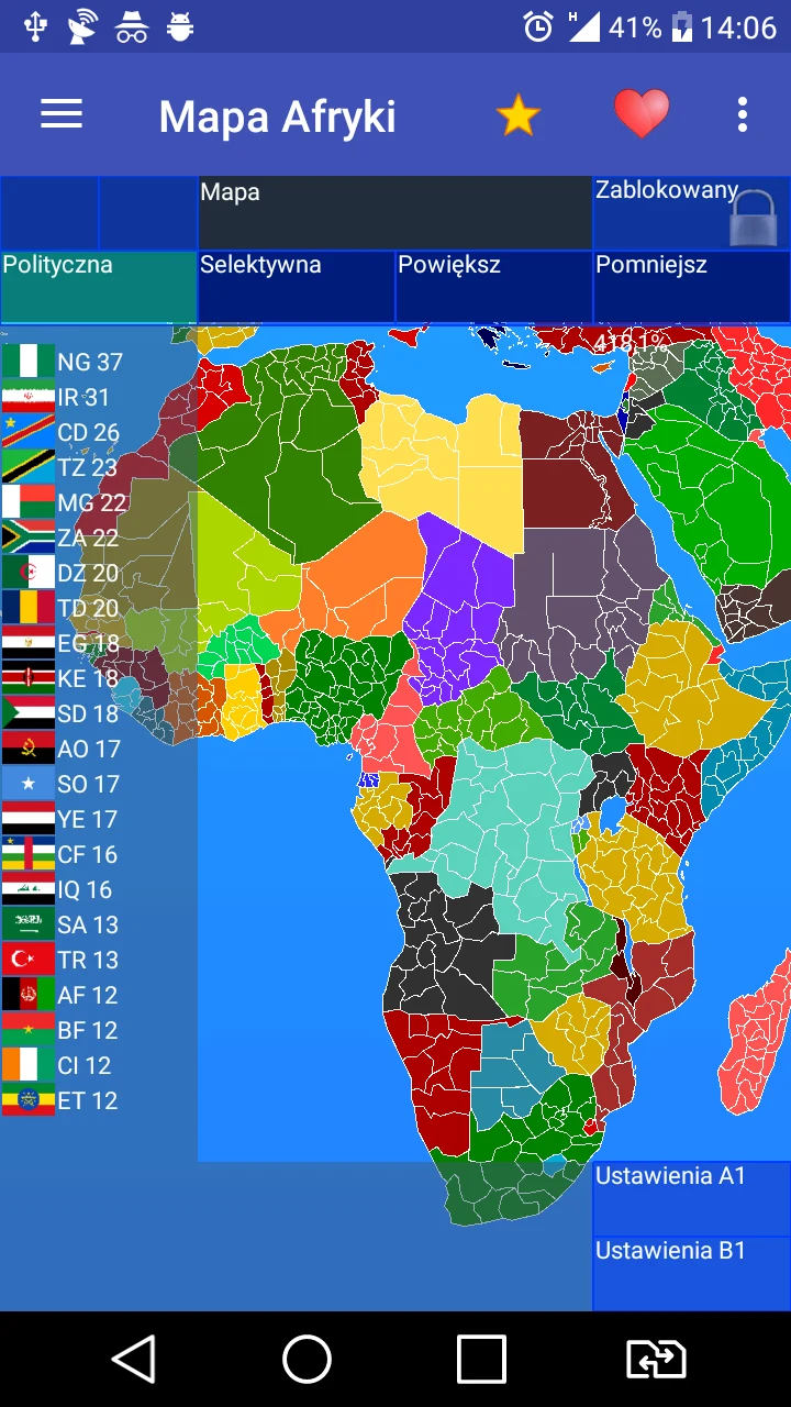Map of Africa screenshot