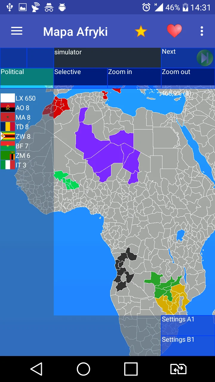 Map of Africa screenshot